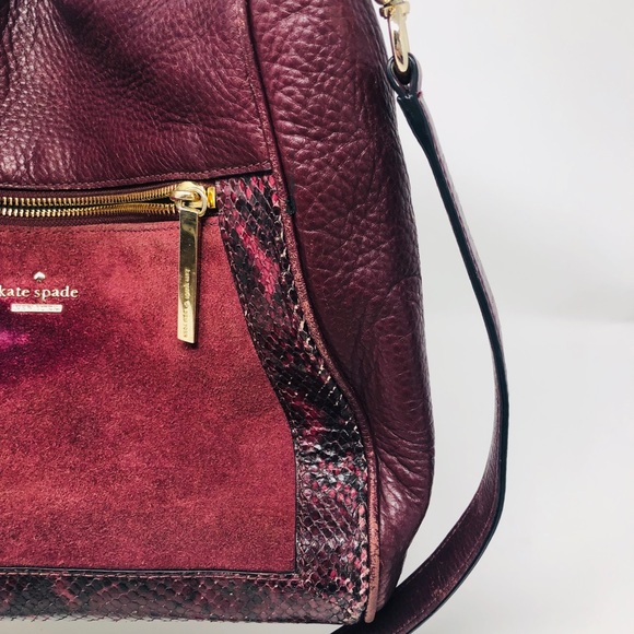 Kate Spade Maroon Handbag Crossbody Suede Leather - Picture 3 of 6